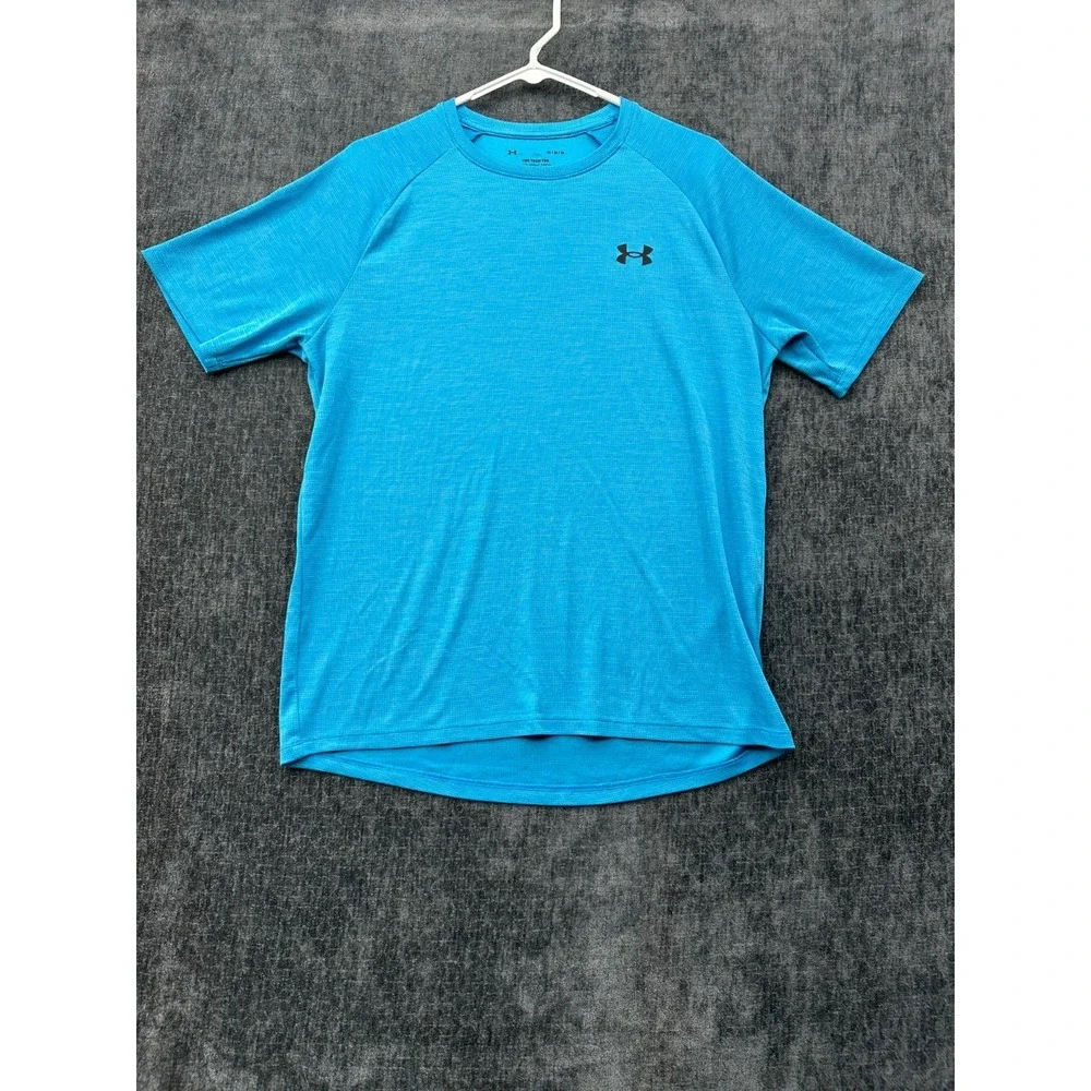 Under Armour Tech Textured T Shirt Mens Medium Blue Soft Quick Drying‎ Loose Fit